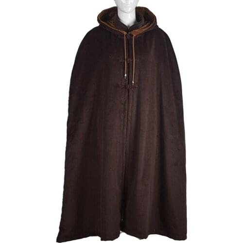 Unisex winter warm Buddhist abbot monks wool cape meditation cloak robe zen gown uniforms martial arts suits brown
