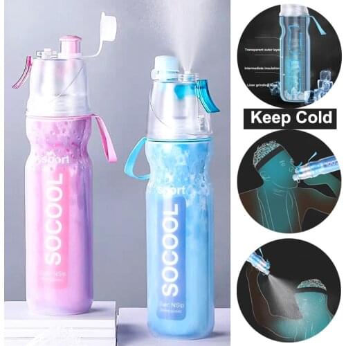 590ML Bicycle Water Bottle MTB Road Bike Spray Cooling Double Layer Keep Cold Cycling Water Bottle Portable Sport Fitness Kettle