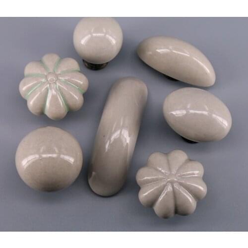 1x Vintage Ceramic knob Pumpkin Crescent Round Shape Dresser Door Knob Retro Kitchen Furniture Handle Cabinet Drawer Pull Handle