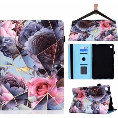 Rose Flowers Pattern PU Leather Vintage Stand Folio Cover Protective Case for Samsung Galaxy Tab A7 2020 10.4'Inch SM-T500 T507