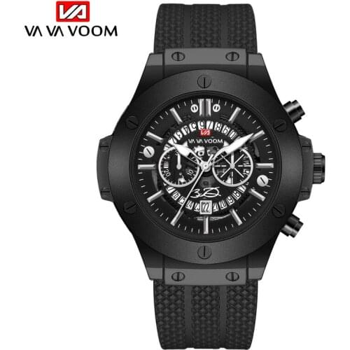 Hollow Calendar Waterproof Silicone Band Quartz Watch Sports Mens Fashion Casual All-match Watch WA56