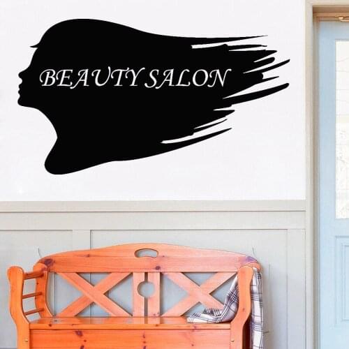 Hair Beauty Salon Wall Decal Female Head Hair Fashion Woman Room Decoration Vinyl Shop Window Wall Waterproof Stickers Z659