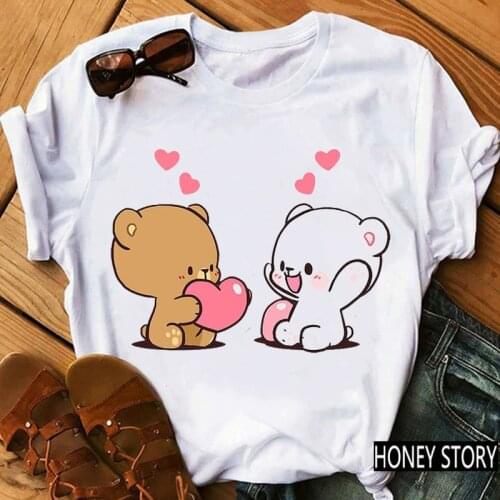 WVIOCE Cute Peach Cat Eating Cake Cartoon Print Women T Shirt Summer Fashion 90s Short Sleeve Tshirt White Tops 30770