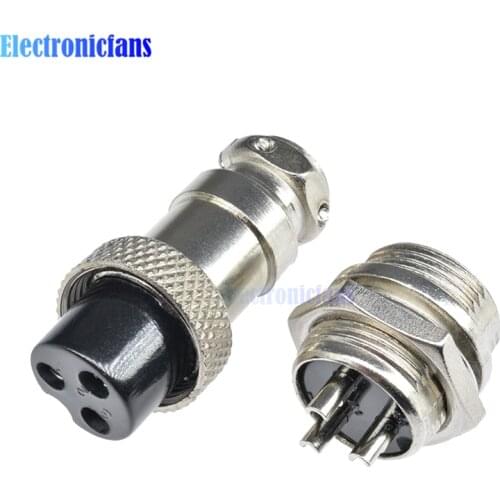 1Set GX16 3Pin Metal Male & Female 16mm Circular Aviation Socket Plug Wire Panel Connector 100% New