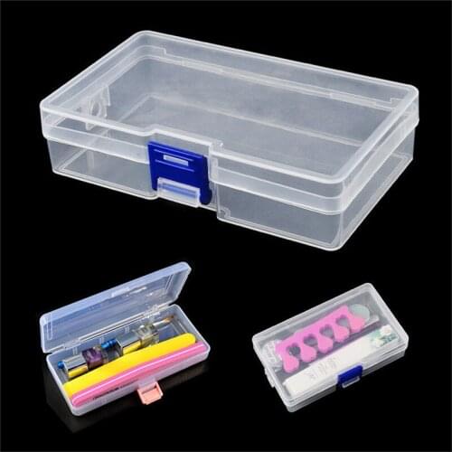 1pc Rectangle Nail Art Storage Box Transparent Display Case For Jewelry Beads Pills Nails Tips Portable Nail Art Equipment Tool