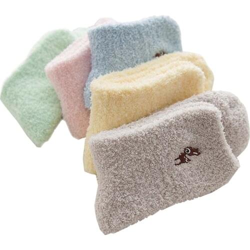 10 Pairs 2020 Winter Ladies Womens Thicken Keep Warm Solid Fluffy Socks for Women Female Woman Thermal korean Sokken Pink Blue