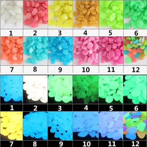 100Pcs Glow In The Dark Luminous Pebbles Stones Gardening Swimming Pool Bar Decoration Rocks Aquarium Decor Tools Party Supplies
