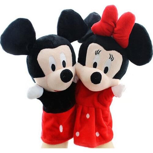 27 Styles Baby Plush Toys Finger Puppets Minnie Dolls Mickey Mouse Hand Puppets Dog Rabbit Tiger Panda Puppet Horse Bear Monkey