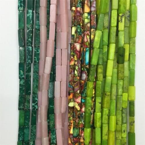 4*13MM Rectangle Green Sea Sediment Turquoise Jasper Gemstone Natural Stone Beads for Jewelry Women Bracelet Necklace Making DIY
