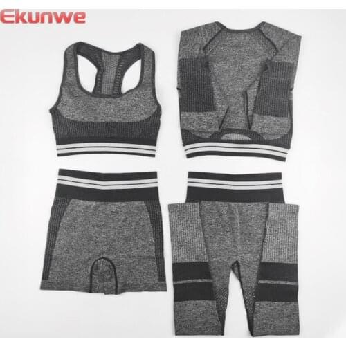 4PCS Yoga Suit Seamless Fitness Sports Sets Workout Gym Sports Outfit High Waist Leggings Sets Training Yoga Set Sportswear