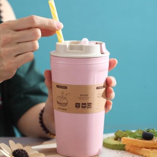 420ml Bamboo Charcoal Fiber Environmentally Friendly Wheat Straw Cup Office Travel Coffee Cup Simple Large Capacity Water Bottle