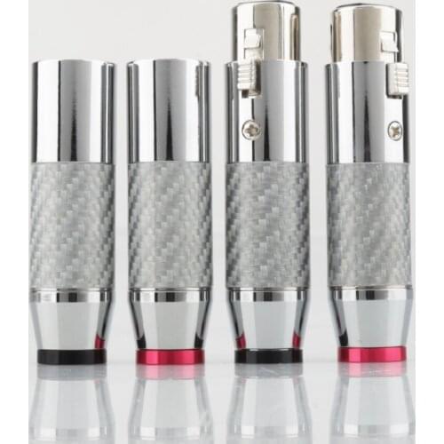 4xAudiocrast Silver plated XLR Male Female Connector 3 Pin Carbon Fiber XLR Microphone Audio Connector Plug
