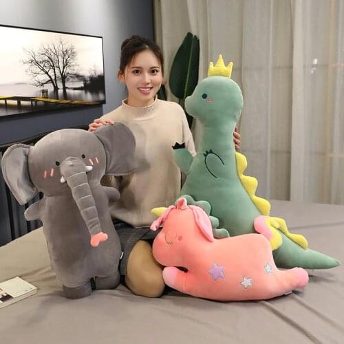50/65/85cm Soft Lovely Dinosaur&Elephant&Unicorn Plush Pillow Stuffed Kawaii Animal Plush Toys for Children Gift Sleep Pillow