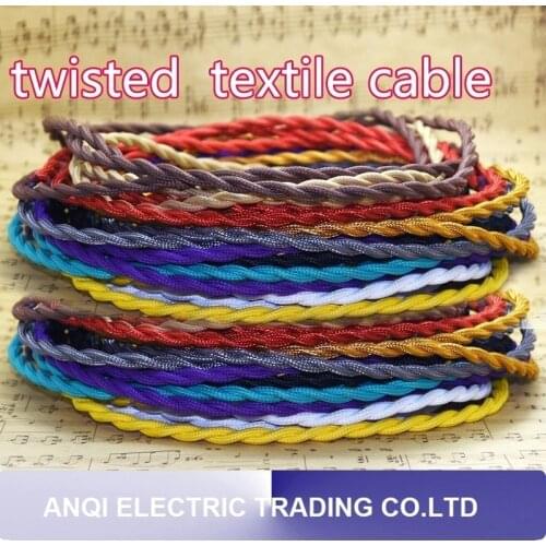 5M10M/Lot 2*0.75 Colorful Vintage Twist Braided Fabric Light Cloth Cable Chandelier cable wire Chandelier Pendant Lamp Wire