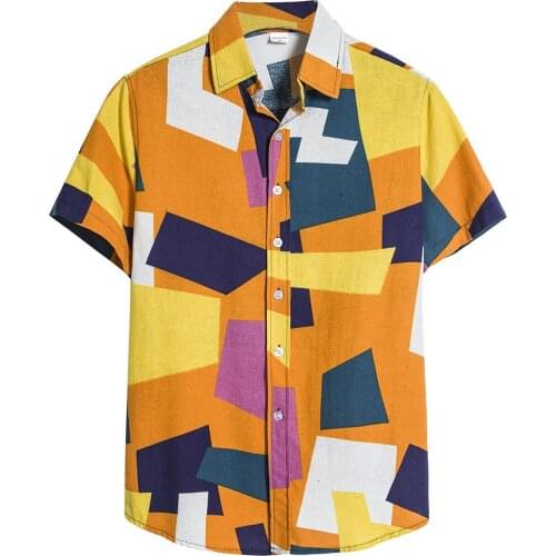 66# Shirts For Men Fashion Casual 2021 Mens Cardigan Short Sleeve Hawaiian Beach Flower Shirt Mens Turtleneck Shirt Chemise