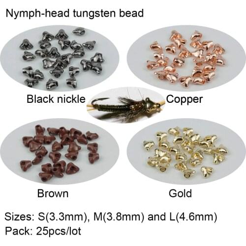 Aventik 25pcs Fly Fishing Nymph Head Tungsten Beads Realistic Fishing Nymph Flies Fish Beads Head Fly Tying Beads Accessories