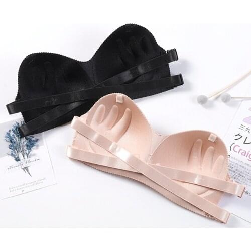 Sexy Strapless Bra Womens Invisible Bras Backless Bralette Underwear for Wedding Dress Push Up Lingerie Fox Gathered Bra