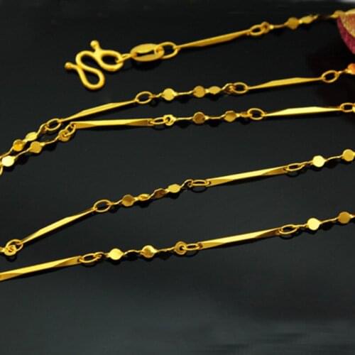 Fashion 24K Gold Color 1-2mm Water Wave Chain snake chain Necklace For Women fit pendant Jewelry Necklace link Chains for women