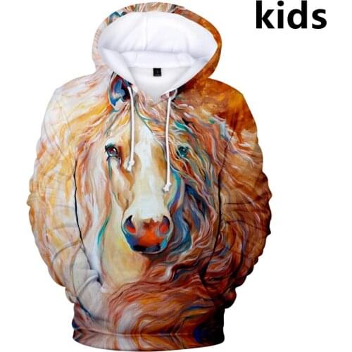 2 To 14 Years Kids Hoodies Animal Dinosaur Horse 3D Print Hoodie Sweatshirt Boys Girls Long Sleeve Jacket Coat Children Clothes