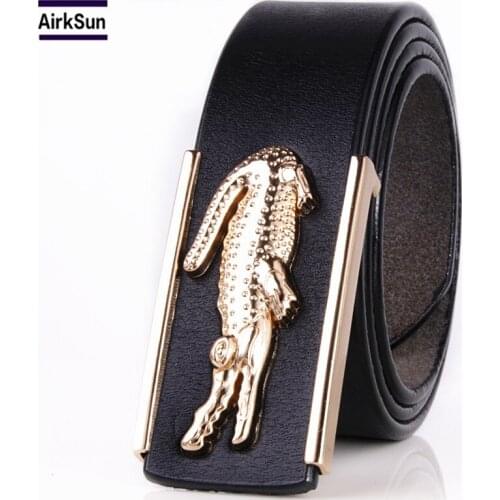 Mens Belts for Business Man Strap Cow Split Leather Crocodile Belt Good High Quality New Designer Buckles Gifts for Male Jeans