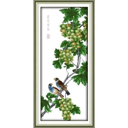 Joy Sunday Grape Counted Cross Stitch Sets 11&14CT DIY Cross Stitch Kits Embroidery Needlework for Home Decor Handmade Gift
