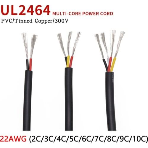 1M 22AWG UL2464 Sheathed Wire Cable Channel Audio Line 2 3 4 5 6 7 8 9 10 Cores Insulated Soft Copper Cable Signal Control Wire
