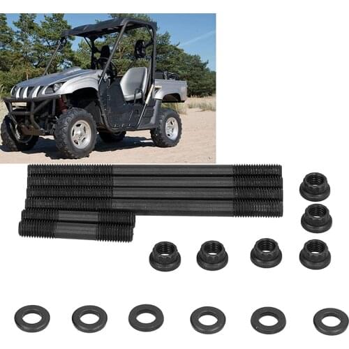 Cylinder Head Studs Kit, Steel Heavy Duty Cylinder Head Studs Nuts Kit for Yamaha Rhino 660/Raptor 660 with Studs Gaskets Nuts