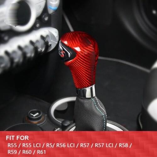 Red Real Carbon Fiber Gear Shift Knob Head Cover Trim fit For Mini Cooper S ONe Cluman R55 R56 R57 R58 R60