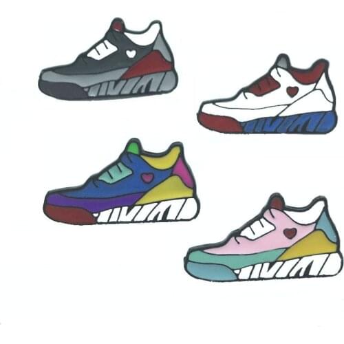 Fashion Sports Shoes Metal Enamel Brooch Cute Cartoon Sneakers Badge Pin Unique Trendy Clothing Backpack Jewelry Accessories