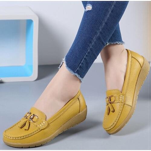Women Flats Genuine Leather Shoes Woman Low Heels Oxford Nurse Moccasins Ballet Loafers Slip on Flat Shoes Female Espadrilles