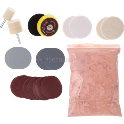 34 Pcs Deep Scratch Remover Car Glass Polishing Kit 8 OZ Cerium Oxide and 2'' Wheel #H028# Drop shipping