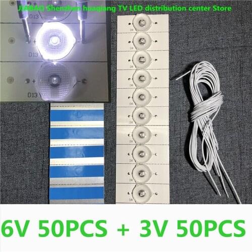 100%NEW 6V 3V SMD Lamp Beads with Optical Lens Fliter for 32-65 inch LED TV Repair GJD500611002-X2-L GJD500611002-X2-R