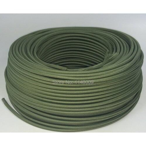 New color 10 meters 2 core 0.75 olive green pendant lamp textile cable cloth covered wire
