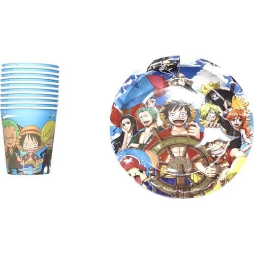 20-40pcs Happy Birthday Party Monkey D. Luffy Theme Cups Kids Favors Plates Baby Shower Decoration Disposable Dishes Tableware