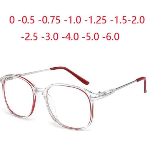 Big Frame Anti-blue Light Oval Computer Glasses Frame Women Retro Short-sight Lens Prescription Eyeglasses 0 -0.5 -0.75 To -6.0