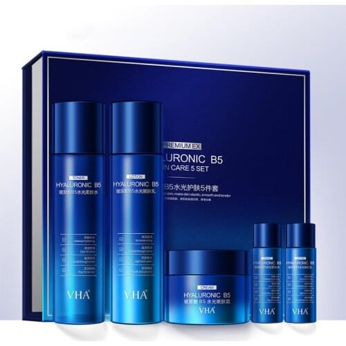 Refreshing Hydrating Moisturizing Brighten Oil Control Shrink Pores Hyaluronic Acid B5 Water Light 5 Piece Set Skin Care Product