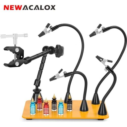 NEWACALOX Third Hand Soldering Station Magnetic PCB Board Flexible Arm 360 Degree Adjustment Multifunctional Weldin Repair Tool