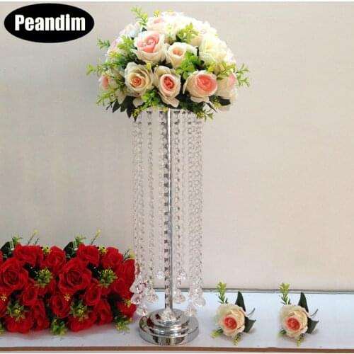 PEANDIM 55cm Tall Acrylic Wedding Table Centerpiece Home Party Wedding Flowers Decor Road Leads Flower Rack