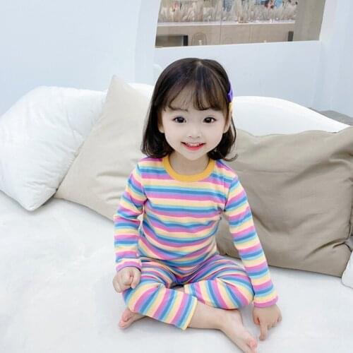 New Spring/Autumn Kids Pajama Sets Striped Pajamas 2-7Yrs Baby Boys Girls Clothes Toddler Children Clothing Sets