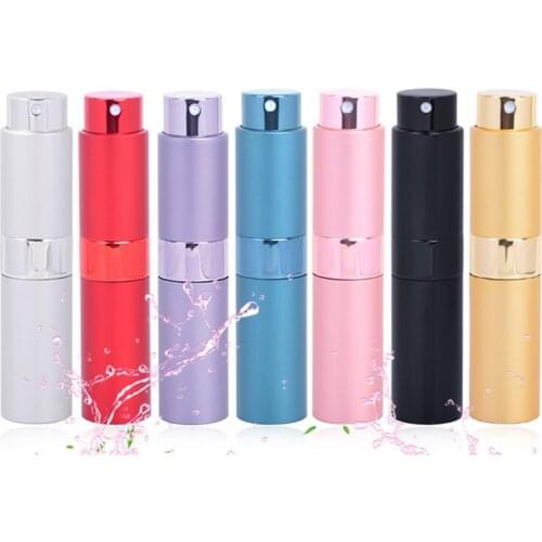 8ML Portable Perfume Bottle Travel Size Refillable Bottle With Spray Pump Empty Cosmetic Container Spray Bottle Metal Aluminum