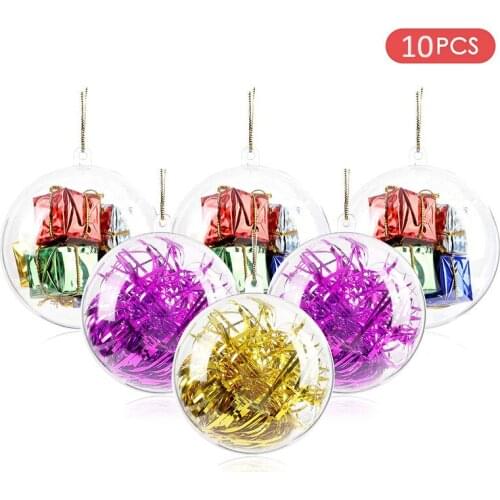 10pcs/lot 2-6cm Transparent Acrylic Hanging Ornament Balls Baubles For DIY Christmas Wedding Party Decoration Balls