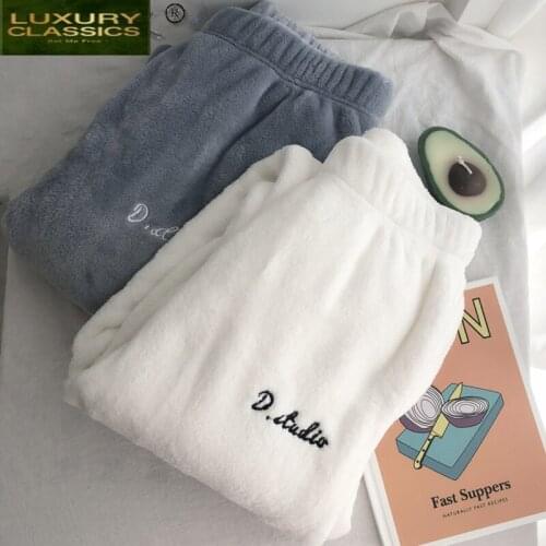 Winter Women Bottoms Pants 2021 Womens Trousers Coral Fleece Woman Clothes Female Pajamas Thick Warm Pantalones Mujer 96
