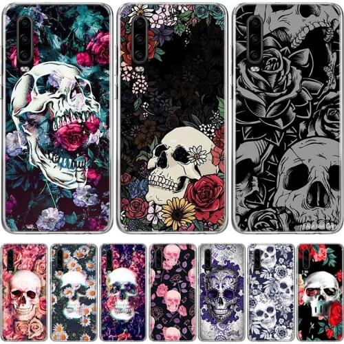Floral Sugar Skull Flower Silicon Phone Case For Huawei P30 P20 P40 P10 Mate 30 20 10 Pro Lite P Smart Z Plus + Pattern Cover Co