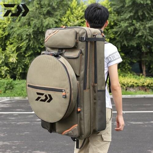 Daiwa Thick Nylon Wearproof Waterproof Fishing Bag Large Capacity Fishing Gear Backpack Fishing Chair Bags Outdoor Accessory Bag