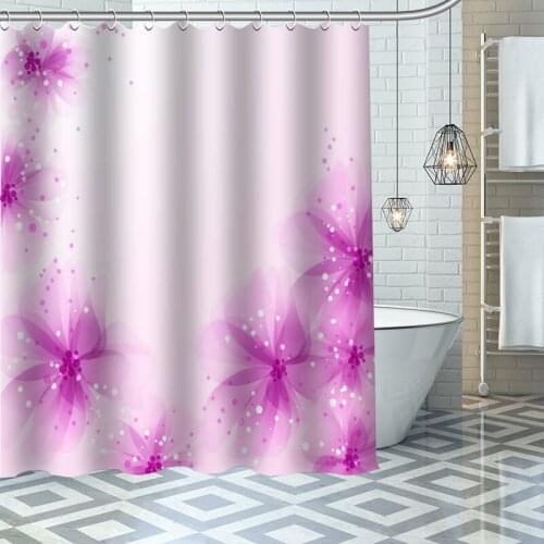 Waterproof Shower Curtain Can Be Customized Beautiful flower Bathroom Shower Bath Supplies Polyester Shower Curtain With Hooks