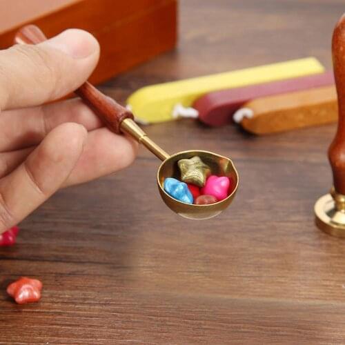 Retro Sealing Wax Spoon Wood Handle Sealing Wax Furnace Stove Pot for Wax Sealing Decorative DIY Wax Stamp Craft Gift