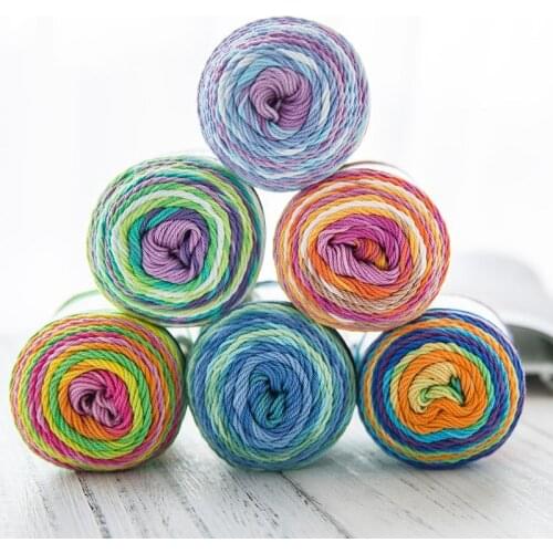 50 Grams/Ball Rainbow Color Knitting Yarn DIY Handmade Dyed Silk Cotton Wool Line Baby Sweater Hat Crochet Yarn For Knitting