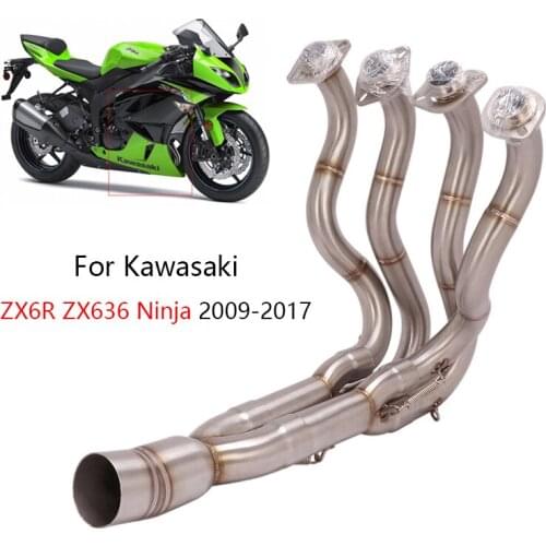 For Kawasaki ZX6R ZX636 Ninja 2009-2017 Exhaust System Motorcycle Header Link Pipe Slip On Stock Catalyst Stainless Steel Tube
