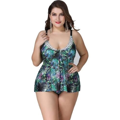 Women Two Pieces Swimsuits Biquini Floral Print Push Up Bikini Plus Size Tankini Swimwear Lace Edge Bathing Suit Beachwear 5XL
