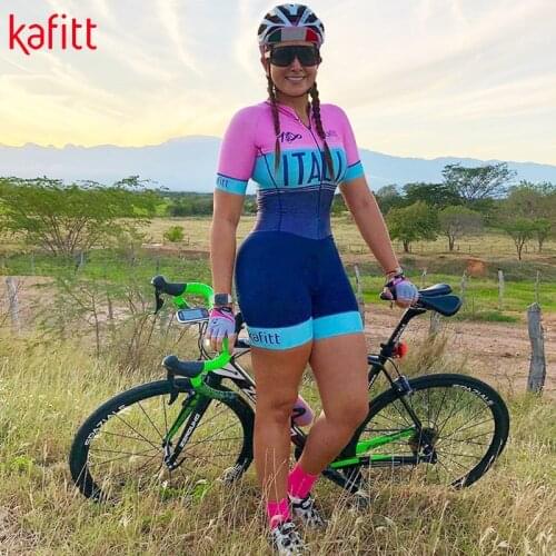KAFITT pro Womens short-sleeved cycling jersey suit bicycle road bike sportswear jumpsuit racing uniform bib shorts ciclismo